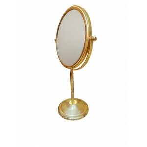 Vintage Brass Tabletop Double Sided Magnifying Mirror, Oval Rotating Mirror